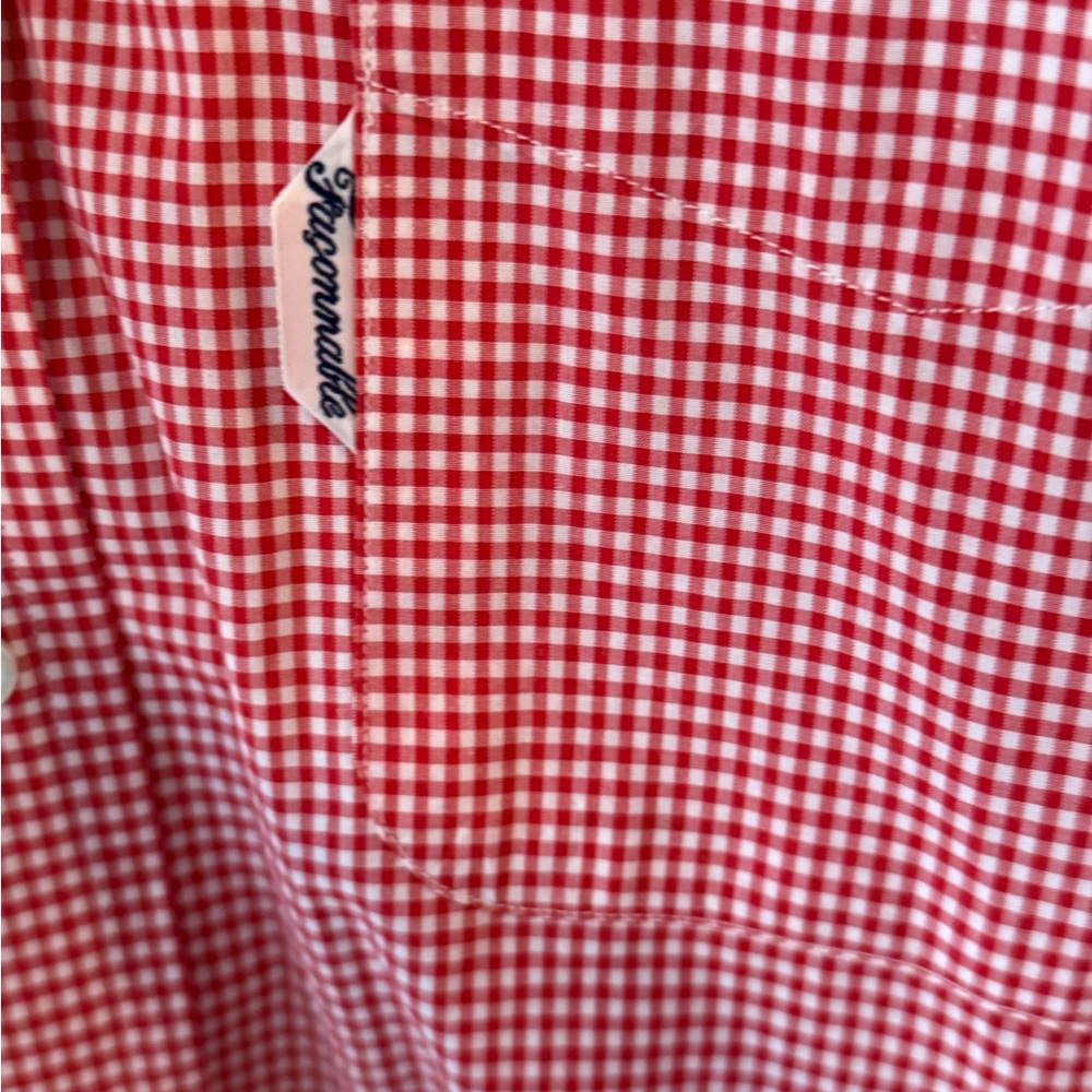 Facconable Red Gingham Cotton Button Down Shirt D… - image 5